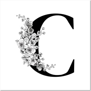 C alphabet Botanical cherry blossom sakura flowers Posters and Art